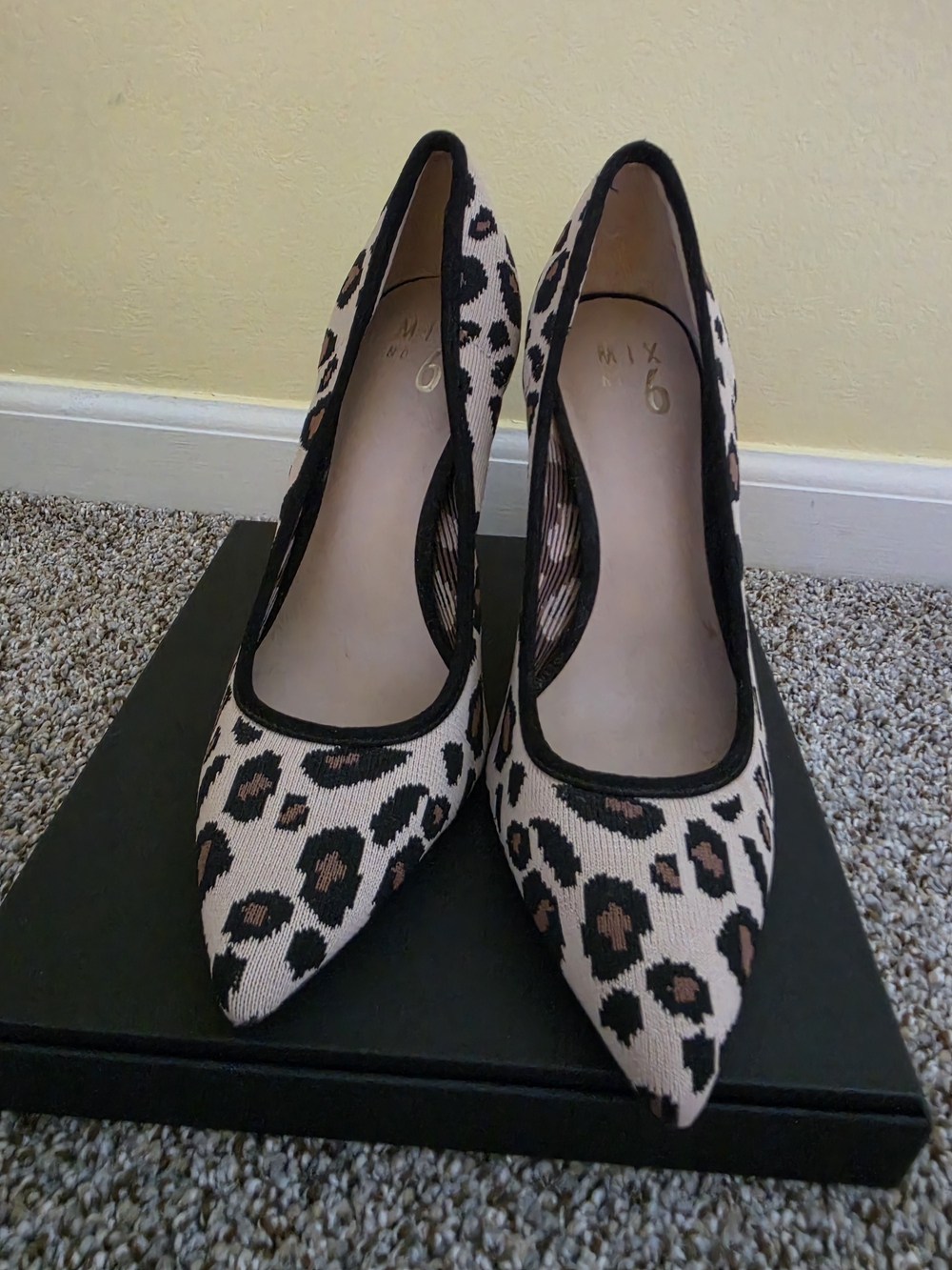 Mix No. 6 Leopard-Print Pointed-Toe Pumps in Beige and Black